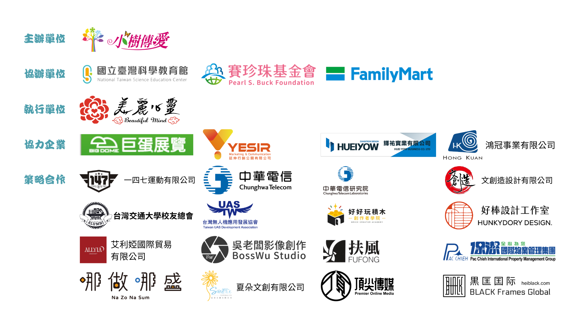 主辦、協辦、執行、協力企業與策略合作夥伴 LOGO